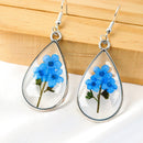 Waterdrop Real Pressed Dried Blue Flower Earrings, Hypoallergenic Silver-filled Earring Hooks,Bridesmaid Earrings,Mother's Day Gift