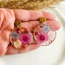 Dried flowers earrings, Resin hoop earrings, 30th birthday gift for her, Pressed flower earrings, Nature inspired jewelry