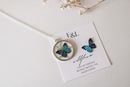 Sterling Silver Morpho Butterfly Necklace | Blue Butterfly | Pressed Wildflower Necklace | Resin Necklace | Dried Wildflowers