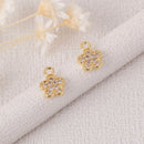 10PCS Gold Plated Cubic Zirconia Charms,CZ Pave Flower Pendant