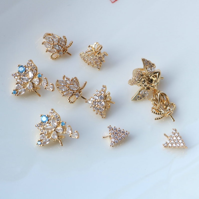 10pcs Crown zircon Charm, diy pearl inlaid tray, CZ Pave Crown Pendant Charm, DIY Connector Jewelry Making