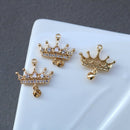 10pcs Crown zircon Charm, diy pearl inlaid tray, CZ Pave Crown Pendant Charm, DIY Connector Jewelry Making