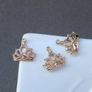 10pcs Crown zircon Charm, diy pearl inlaid tray, CZ Pave Crown Pendant Charm, DIY Connector Jewelry Making