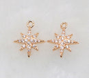 10pcs Eight-pointed star CZ Pave Charm, Six-pointed star zircon Charm Pendant, star crystal Pave Charm, Jewelry Making Supplies