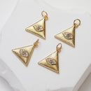 2pcs Nickel Free Real 18K CZ Gold Plated Evil Eye Charm ,Triangle Evil Eye,Bracelets Finding,Trendy Charm,Gold Initial Charm