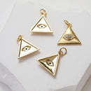 2pcs Nickel Free Real 18K CZ Gold Plated Evil Eye Charm ,Triangle Evil Eye,Bracelets Finding,Trendy Charm,Gold Initial Charm