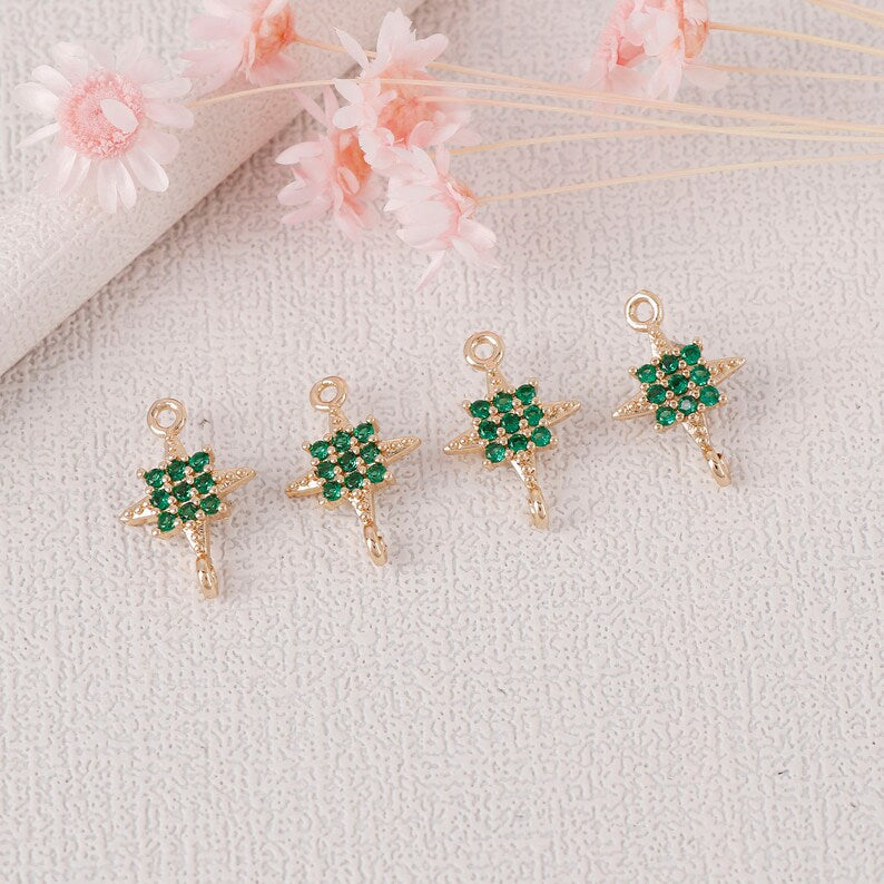 10pcs CZ Pave Cross Charm, Zircon Cross Connector, Link