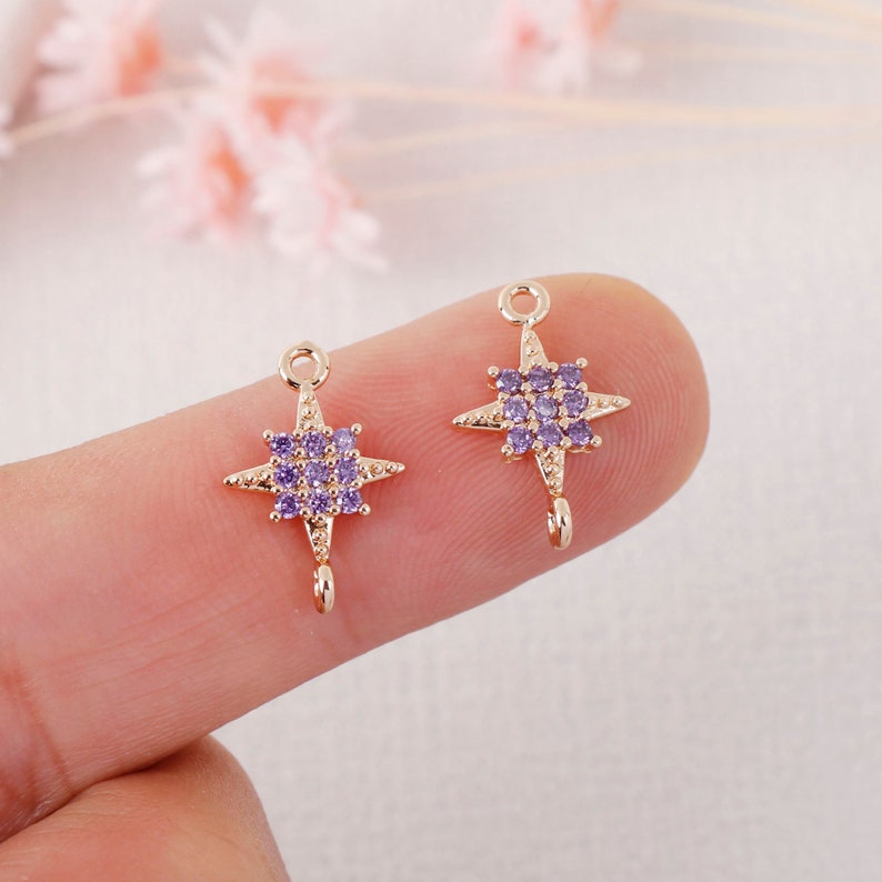 10pcs CZ Pave Cross Charm, Zircon Cross Connector, Link