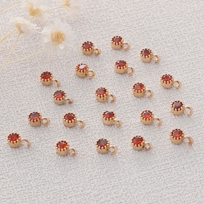 Preferential !!! 10pcs Gold Plated Zircon Charm,Gold Initial Charm,Tiny cz Pendant,cz Pave Charm, Red, Wholesale