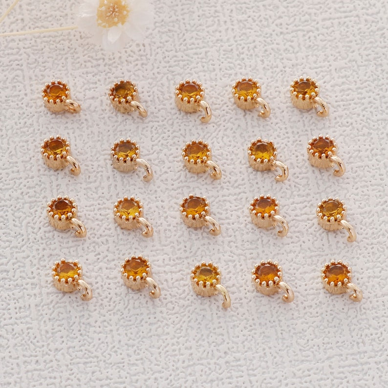 Preferential !!! 10pcs Gold Plated Zircon Charm,Gold Initial Charm,Tiny cz Pendant,cz Pave Charm, Yellow, Wholesale