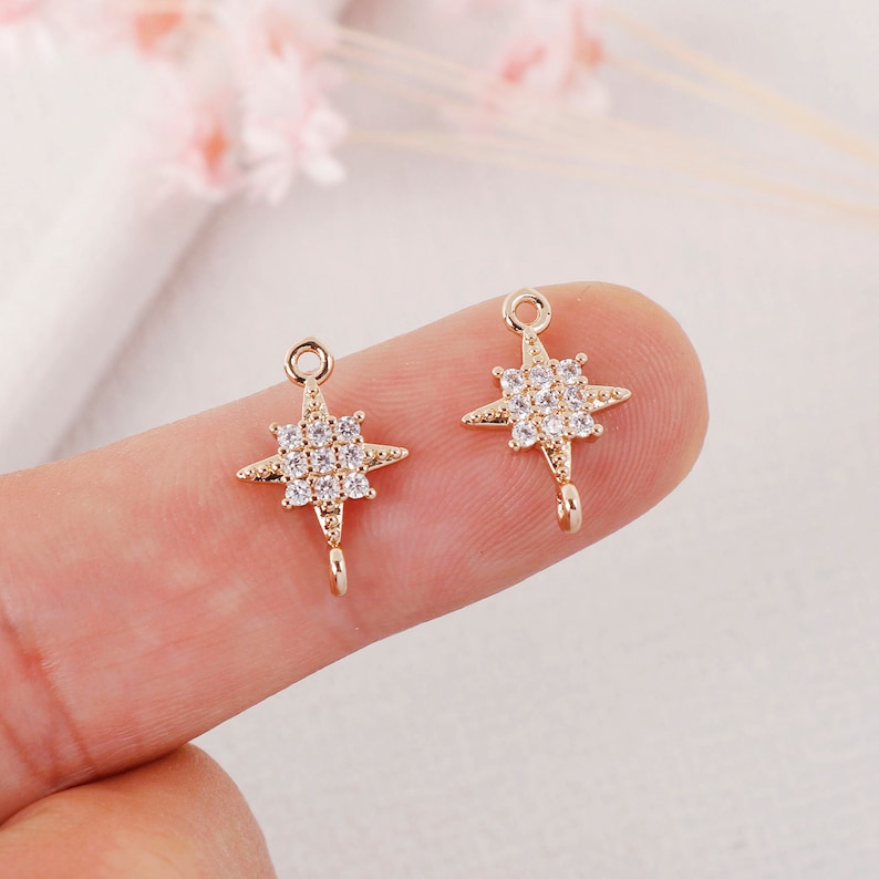 10pcs CZ Pave Cross Charm, Zircon Cross Connector, Link