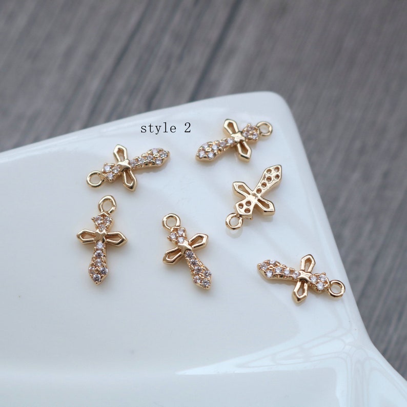 10pcs CZ Pave cross Charm, 9x15mm Zircon cross Pendant , Jewelry Making, Zircon cross Material Craft Supplies