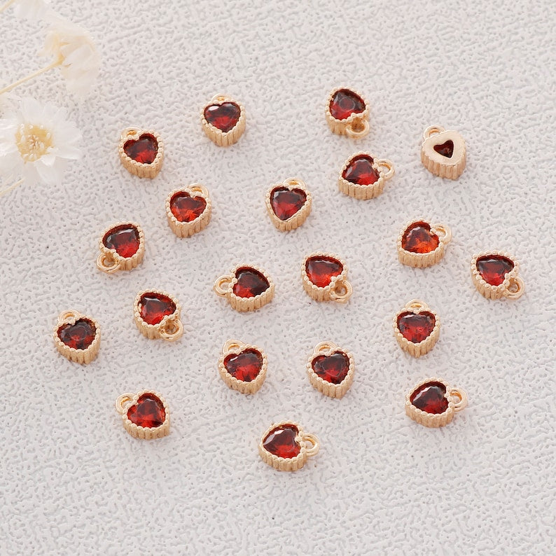 10pcs Gold Plated Heart Charm,Gold Initial Charm,Tiny Heart Pendant,Tiny Gold Heart,cz Pave Heart Charm