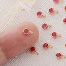 Preferential !!! 10pcs Gold Plated Zircon Charm,Gold Initial Charm,Tiny cz Pendant,cz Pave Charm, Rose Red, Wholesale