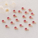 Preferential !!! 10pcs Gold Plated Zircon Charm,Gold Initial Charm,Tiny cz Pendant,cz Pave Charm, Rose Red, Wholesale