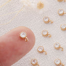 Preferential !!! 10pcs Gold Plated Zircon Charm,Gold Initial Charm,Tiny cz Pendant,cz Pave Charm, Clear, Wholesale