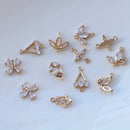 10pcs triangle, cross, flower petals CZ Pave Connector Charm, zircon Charm Pendant, crystal Pave Charm, wholesale prices, High Quality