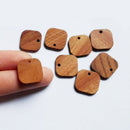 10pcs Square Wood Charm Pendant