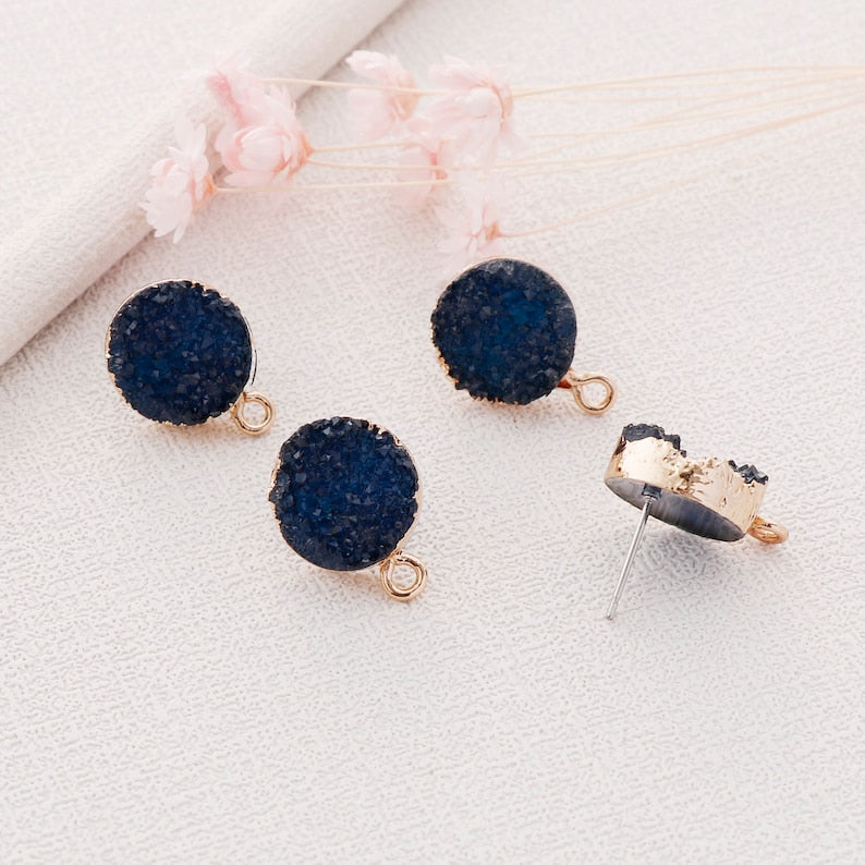 10PCS Round Imitation Druzy Earrings,Blue Druzy Charm, Resin Druzy Pendant Charm Drop, Bezel Gem Druzy, Jewelry Findings