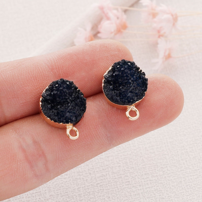 10PCS Round Imitation Druzy Earrings,Blue Druzy Charm, Resin Druzy Pendant Charm Drop, Bezel Gem Druzy, Jewelry Findings