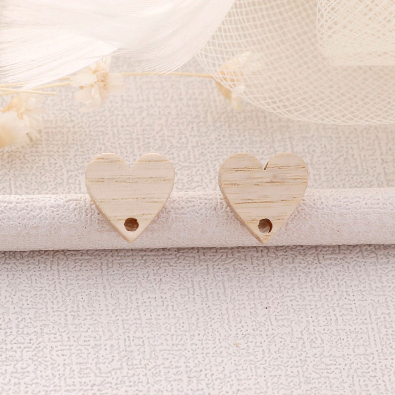 10pcs Heart Shape Wood Earrings, Ear Wire, Earrings Post,Heart Wood Earrings Studs,Diy Jewelry Accessories Craft Supplies