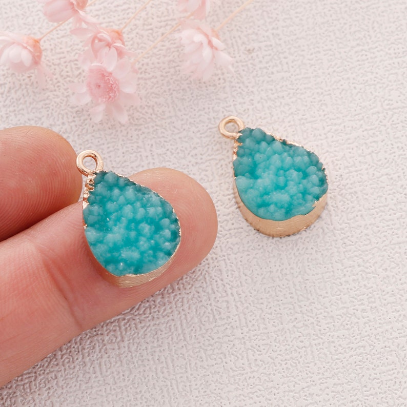 10PCS Teadrop Imitation Druzy, Turquoise Druzy Charm, Resin Druzy Pendant Charm Drop, Bezel Gem Druzy, Jewelry Findings