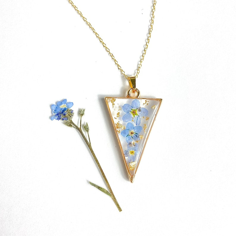 Forget Me Not Necklace-Pressed Flower Jewelry-Flower Jewelry-Real Flower Necklace-Nature Jewelry-Resin Flower-Anniversary Gift-Gift for her