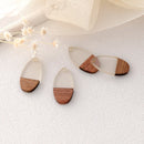 4pcs Epoxy Resin Pendants, Teardrop Translucent White Resin Findings, Wood and Resin Pendant, Color Blocked, Teardrop Charm