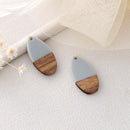 4pcs Epoxy Resin Pendants, Teardrop Translucent White Resin Findings, Wood and Resin Pendant, Color Blocked, Teardrop Charm