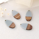 4pcs Epoxy Resin Pendants, Teardrop Translucent White Resin Findings, Wood and Resin Pendant, Color Blocked, Teardrop Charm