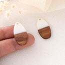 4pcs Epoxy Resin Pendants, Teardrop Translucent White Resin Findings, Wood and Resin Pendant, Color Blocked, Teardrop Charm