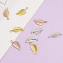 10PCS Stainless Steel Leaf Charm,Tiny Mini Leaf Pendant, Gold Initial Charm,Vermeil Pendant