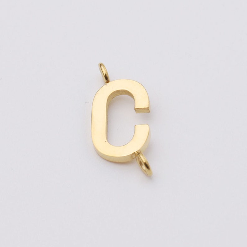 5PCS Stainless Steel Letter Charm,Letter Connector,Gold Initial Charm,Vermeil Letter Pendant,Gold Initial Charms,A-Z, 8*10mm