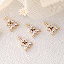 6pcs cz pave Fan Shape charm,bracelet necklace pendant,pave charm,gold plated over brass