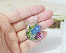 Forget me not Pressed flower necklace, Resin flower necklace, Terrarium Jewelry, Resin necklace, Real flower, Sterling Silver Necklace