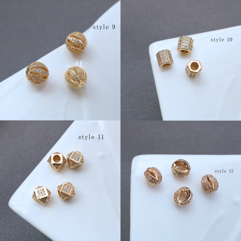 10pcs CZ Pave beads, zircon bracelet beads Charm Pendant, crystal Pave Charm, zircon Spacer Beads Round