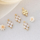 6pcs cz pave Fan Shape charm,bracelet necklace pendant,pave charm,gold plated over brass