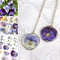 Pressed Flowers Necklace Pansy Viola Purple Blue 14K Handmade Necklace, Real Pressed Flowers, Gifts for her