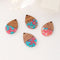 4pcs Epoxy Resin Pendants, Teardrop Translucent White Resin Findings, Wood and Resin Pendant, Color Blocked, Teardrop Charm