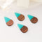 4pcs Epoxy Resin Pendants, Teardrop Translucent White Resin Findings, Wood and Resin Pendant, Color Blocked, Teardrop Charm