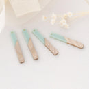 4pcs Epoxy Resin Pendants, Long Stick Translucent White Resin Findings, Wood and Resin Pendant, Color Blocked, Long BarCharm