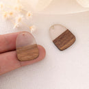 4pcs Epoxy Resin Pendants, Teardrop Translucent White Resin Findings, Wood and Resin Pendant, Color Blocked, Teardrop Charm