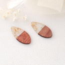 4pcs Epoxy Resin Pendants, Teardrop Translucent White Resin Findings, Wood and Resin Pendant, Color Blocked, Teardrop Charm