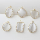 6pcs Real gold Plated Teardrop Opal Charm, Round Opal Pendant,Necklace Pendant, Bracelet Charm