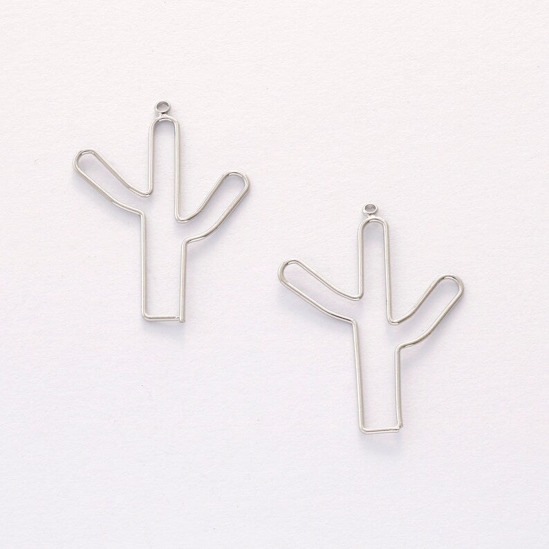 6pcs real gold plated cactus charm, hollow cactus Pendant ,daisy bouquet,minimalist, plant,Jewelry Making,diy supply