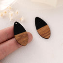 4pcs Epoxy Resin Pendants, Teardrop Translucent White Resin Findings, Wood and Resin Pendant, Color Blocked, Teardrop Charm