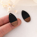 4pcs Epoxy Resin Pendants, Teardrop Translucent White Resin Findings, Wood and Resin Pendant, Color Blocked, Teardrop Charm