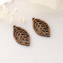 4pcs Tortoise Leaf Shape Pendants, Wood Leaf Charm, Wood Findings, Wood Jewelry Making