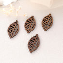 4pcs Tortoise Leaf Shape Pendants, Wood Leaf Charm, Wood Findings, Wood Jewelry Making