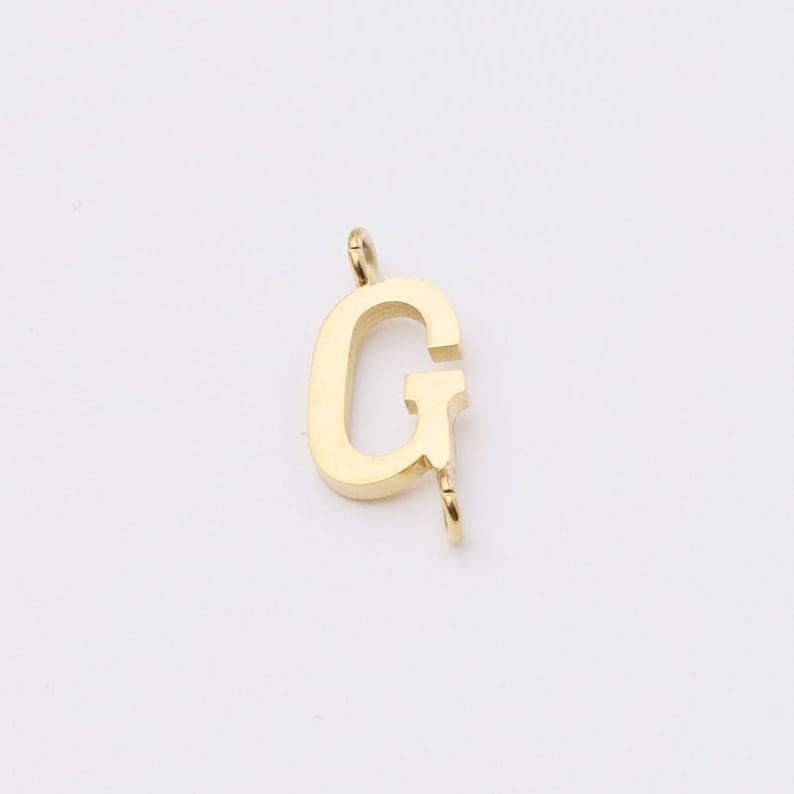 5PCS Stainless Steel Letter Charm,Letter Connector,Gold Initial Charm,Vermeil Letter Pendant,Gold Initial Charms,A-Z, 8*10mm